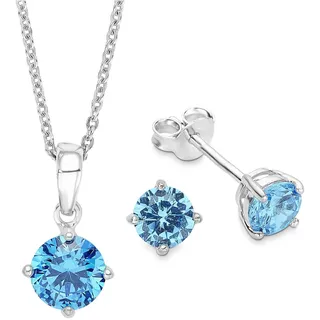 Amor Schmuckset »9964963, 9964888 Halskette und Ohrringe« (Set, 4 Stk. tlg.) mit Zirkonia (synth.), blau