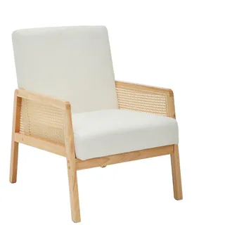 Livetastic Rattansessel , Weiß , Textil , Kiefer , massiv , Wiener Geflecht , konisch , 68x85x77.5 cm , Gartenmöbel, Gartensessel