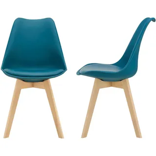 [en.casa] Esszimmerstuhl Fläten Kunstleder türkis 2er Set