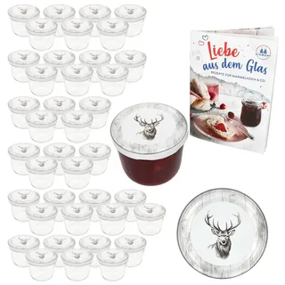 MamboCat 40er Set Sturzglas 230 ml mit Twist-Off-Deckel Alois Hirsch I Einmachgläser + to 82 Deckel + GRATIS Rezeptheft I Vorratsgläser einkochen & konservieren I Weihnachten