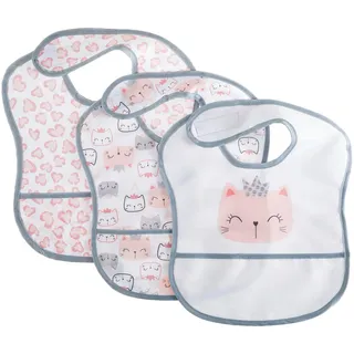 My Baby Lou Lätzchen , Grau, Weiß, Pink , Textil , 3-teilig , Animalprint , 28x40 cm , AZO-frei , Auffangschale , Schlafen, Babytextil-kollektionen
