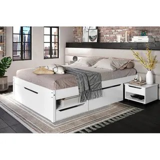 Mid.you Stauraumbett , Weiß , Holz , Kiefer , massiv , 11 Fächer , 7 Schubladen , Höhe ca. 20 cm , 140x200 cm , FSC Mix , Lattenrost, mit Schubkästen , Babymöbel & Kindermöbel, Kinderzimmer & Jugendzimmer, Kinderbetten, Kinderbetten & Jugendbetten