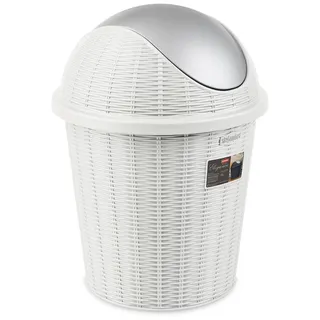 Bin Mit Kippen Eleganz 10 Liter Rattan Weiß Silber Stefanplast