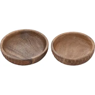 Holzschale 2er Set ø15/17cm H 4cm Dekoschale Tik & Tok rund Mangoholz Dekoschale
