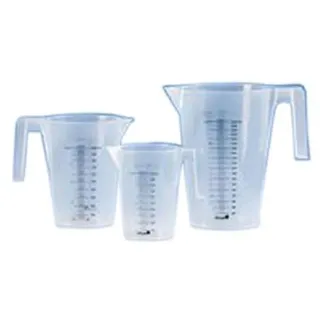 Vitlab Polypropylen Messbecher, Schwarze Skala, Stapelbar, Transparent, 2000ml Kapazität, 148mm Durchmesser, 212mm Höhe, 12 Stück