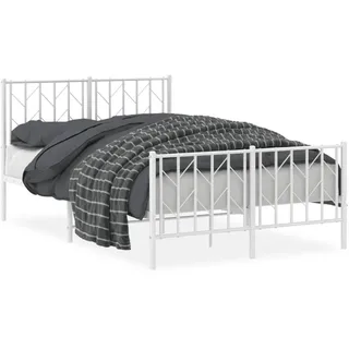 vidaXL Bettgestell mit Kopf- und Fußteil Metall Weiß 120x200 cm - Weiß
