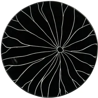 GENEVIEVE LETHU 539091 Dessertteller, Durchmesser 20 cm, aus Steingut, Schwarz – Kollektion Dahlia Noir – Lotusdekor