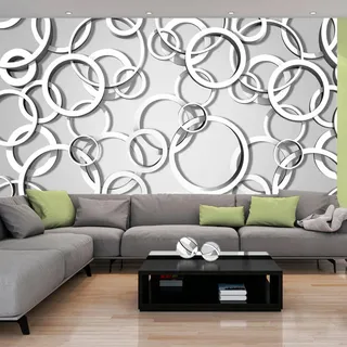 Kunstloft Vliestapete Silber 150/105 cm , Weiß, Silberfarben , Textil , 150x1 cm , Tapeten & Wandverkleidungen, Vliestapeten