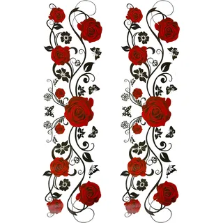 duoyif Wandtattoo Blumen Wanddeko 2Stück Aufkleber Blumen Schwarze Wandaufkleber Blüten Ranke Rebe Wandsticker Blumenranke Wandbilder Wohnzimmer Schlafzimmer Flur Fenster (e)