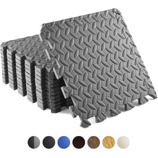 Yes4All Ineinandergreifende Schaumstoffmatten mit Rand – ineinandergreifende Bodenmatten für Fitnessgeräte – EVA-Bodenfliesen (grau)