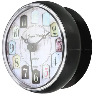 PATIKIL wasserdicht Dusche Uhr Mini niedlich Spiegel Wanduhr schwarz | Mit Saugnapf, Für Badzimmer Küche Haus Dekoration
