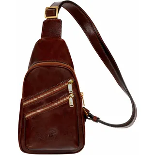 Time Resistance Brusttasche Leder Herren - Stylische Umhängetasche - Sling Bag Rücken & Brust - 100% Leder - Italienische Handwerkstradition