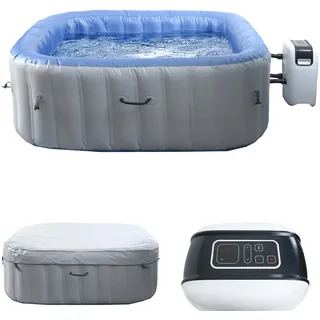 Whirlpool HWC-N97, 6 Personen, In-/Outdoor heizbar aufblasbar Pumpe PVC laminiert, eckig 198cm grau-
