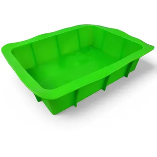 GMMH XXL Silikon Auflaufform für Lasagne (Grün), Aufläufe und Brownies, Antihaft Lasagneform, 30 x 20 cm, Brownieform Kastenform Backform Kuchenform Silikonbackform Silikonformen Backen