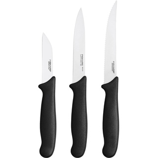 Fiskars Gemüsemesser-Set, 3-teilig, Schälmesser, Gemüsemesser, Tomatenmesser, Essential, Edelstahl / PP-Kunststoff, Schwarz, 1065584