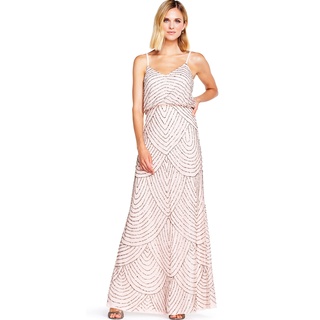 Adrianna Papell Damen Kleid Lng Blouson Dress, Mehrfarbig-Multicoloured (Blush/Gold), 40 (Herstellergröße: 10)