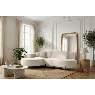 WFL GROUP Ecksofa Hana Loft 3-Sitzer Ecke Links, Boucle, Creme 241/80/168 cm