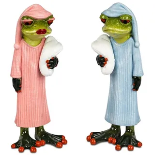 Formano 2er Set Frosch Figuren lustige Schlafmütze - 17 cm handbemalt Deko - Hochwertige Geschenkidee & humorvolle Indoor-Dekoration aus Froschhausen Wohnzimmer