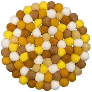 Grült Home Topfuntersetzer - Filz untersetzer für Tassen, Töpfe, Pfannen und Tassen handgefilzt in Nepal (Gelb-Mix, Circle 20 cm)