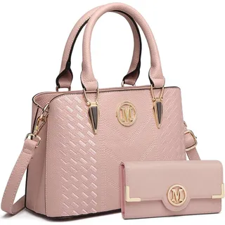 luxuskollektion Beige Handtasche Set Rosa Kunstleder Geldbörse