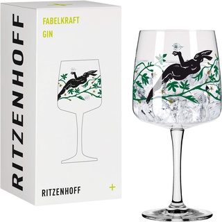 Ritzenhoff & Breker RITZENHOFF 3458002 Gin-Glas 700 ml - Serie Fabelkraft Motiv Nr. 2 - Cocktailglas mit Venusillustration - Made in Germany, Schwarz, Grün, Platin