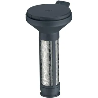 Alfi AROMA TEA Teesieb für losen Tee, Teefilter, graphite | Extra feine Mikroporen, mit Abtropfschale, abnehmbarer Boden für leichte Reiningung, Spülmaschinenfest