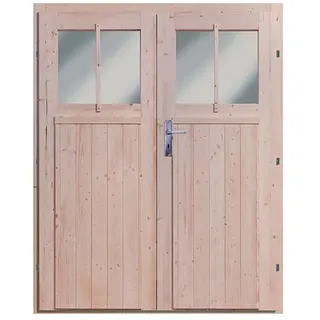 Karibu Zusatztür für Holz-Gartenhaus Kristiansund inkl. aller Beschläge Natur