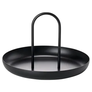 Zone Denmark Singles Serviertablett, Tablett aus matt lackiertem Metall, rundes Tablett mit Handgriff, 20 cm im Durchmesser, Schwarz