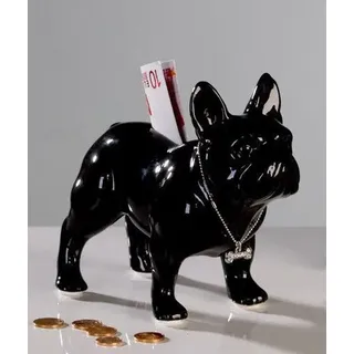 Spardose BULLI stehend schwarz Französische Bulldogge Mops Sparschwein Keramik