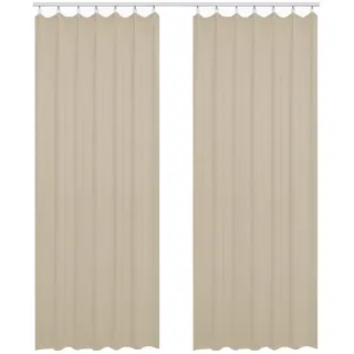 WOLTU Vorhang Blickdicht Gardinen mit Kräuselband für Schiene, 2er Set Leichte & weiche Verdunklungsvorhänge wärmeisolierend Thermovorhang Kälteschutz für Wohnzimmer Schlafzimmer, 135x245cm, Sand