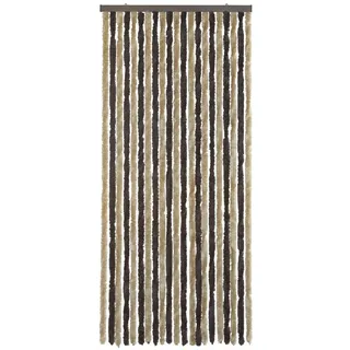 WOHNWOHL® Flauschvorhang (90x200 cm) • Wohnwagen Türvorhang • Fliegenschutz Balkontür • Insektenschutz Vorhang • Fadenvorhang Tür • Sichtschutz Wohnmobil • Farbe: Beige/Braun