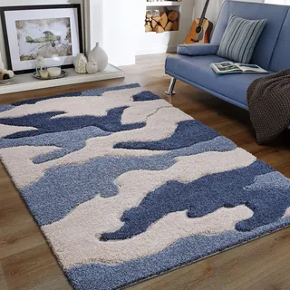 Sanat Luxus 3508 Hochflorteppich 120 x 160 cm Blau