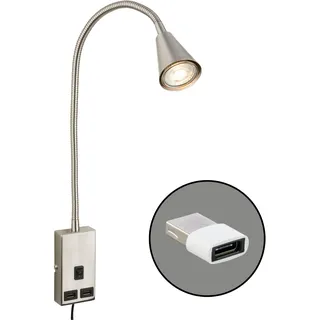 BRILONER LEUCHTEN Nachttischlampe "JUSTRA Tischlampe", silber (weiß, neutral), Leuchten, Nachttischlampe