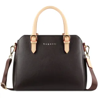 bugatti Ella Handtasche für Damen, Bowling Bag mittelgroß aus Kunstleder, braun
