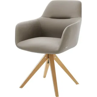 DeLife Esszimmerstuhl Pejo-Flex Echt-Leder Schlamm Holzgestell kantig Natur Taschenfederkern