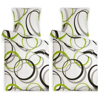 Beautissu Bettwäsche Nina – Bettwäscheset 4teilig 100% Baumwoll Bettwäsche mit Reißverschluss - Ganzjahresbettwäsche Set 2X Bettdecken Bezüge & 2X Kissenbezüge 80x80 cm