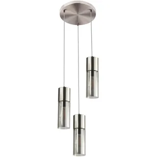 Globo Hängeleuchte , Nickelfarben , Metall, Glas, Textil , 30x150x30 cm , Ce , Lampen & Leuchten, Innenbeleuchtung, Hängeleuchten, Pendelleuchten