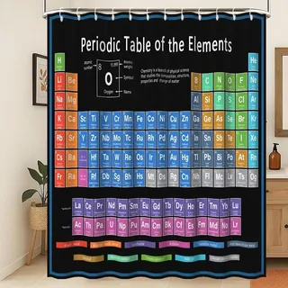 Xiaoterna Periodensystem der Elemente Duschvorhang Abstrakter schwarzer Badvorhang Tabelle der chemischen Elemente Wasserabweisendes Mittel Waschbare Duschvorhänge für das Badezimmer 120x200cm
