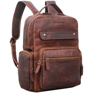 STILORD Edison Leder Studenten-Rucksack mit Laptop-Fach 13 5 Zoll Echtleder Vintage ideal als Backpack Cityrucksack Bürorucksack Aktenrucksack Ordnerrucksack Farbe:Kara - Cognac