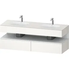 Duravit Qatego Einbauwaschtisch mit Konsolenwaschtischunterbau, 1600x550x600mm, Nische Weiß Matt, Doppelwaschtisch, QA4797018, Farbe: Weiß Supermatt/mit Nischenbeleuchtung