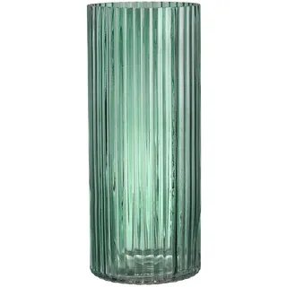KAYLETIN Grüne Glasvase, Glas-Blumenvasen, Grüne Geriffelte Vase, Hohe Zylinderglasvasen für Wohnzimmer, Couchtisch, Esstisch, Büro, Hochzeit, Regal, 30 cm