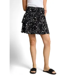 TOM TAILOR Denim Minirock Sommerrock mit floralem Allover-Print, schwarz, weiß