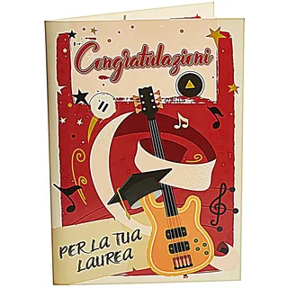 LINA OFFICINE GRAFICHE CREATIVE Gadget-Karte zum Abschluss, lustige Geschenke für Herren, originelle Geschenkkarte, A4, 30 x 21 cm, im Inneren eine Gitarre zum Spielen, Audio Sweet Child oder Mine