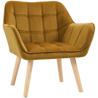 Homcom Einzelsessel Polyester 61,5 x 71 x 67 cm Gelb mit Kissen