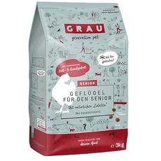 GRAU – das Original – Trockenfutter für Hunde - Senior - Geflügel, 1er Pack (1 x 3 kg), glutenfrei, für sensible ältere Hunde