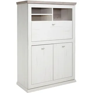 Hom`in Sekretär , Grau, Weiß , Metall , Sockel , 90.2x134.4x43 cm , Stauraum , Büromöbel, Schreibtische, Sekretäre