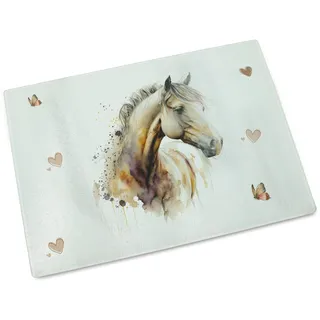 Frühstücksbrett Pferd – Glas Schneidebrett für Kinder – Küchenbrett mit Pferdemotiv – Geschenk Mädchen, Pony-Fan