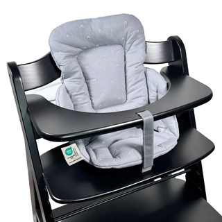 LaLoona Sitzverkleinerer für Hochstuhl Hauck Alpha und Beta - weiches Baby Sitzpolster aus Baumwolle, OEKO-TEX Standard 100 geprüft, hautfreundlich und maschinenwaschbar - Grau