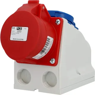 Unitec PCE 40582L Kombi Wandsteckdose, Polyamid, CEE (400V/16A) und Schuko (250V/16A), Aufputzmontage, IP 44