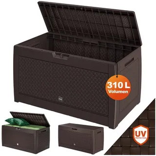 CASARIA Casaria® Gartenbox UV-beständig 310L Haltegriffe Rollen Terrasse Balkon Wohnzimmer Wintergarten Truhe Gartenbox Kissenbox 119x48cm Rattan oder